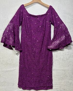 PLUS Size 12 Women's Off The Shoulder Stretch Lace Sheath Dress | NEW
